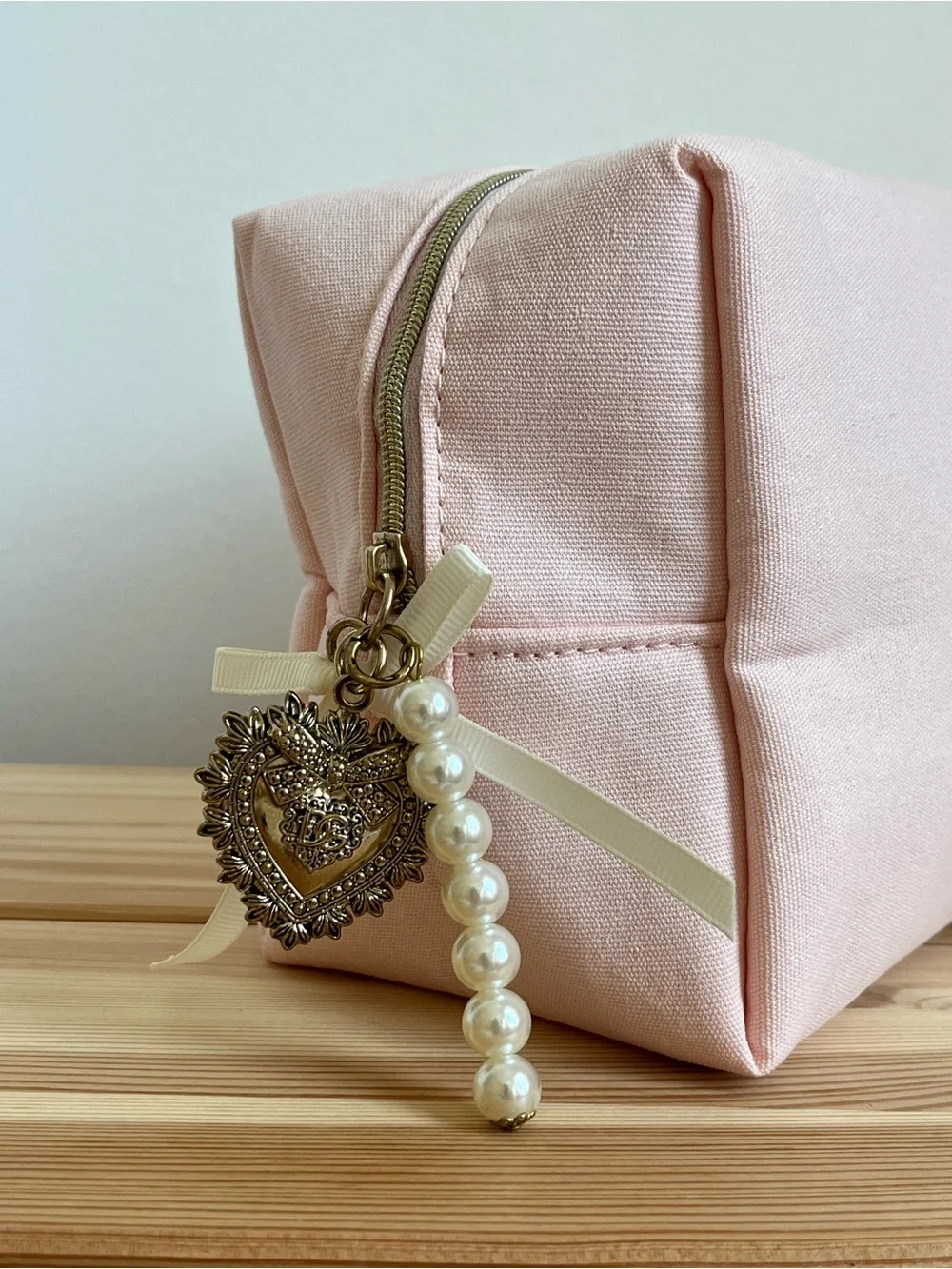 Dolce & Gabbana Pink Cosmetic Pouch with Heart Charm